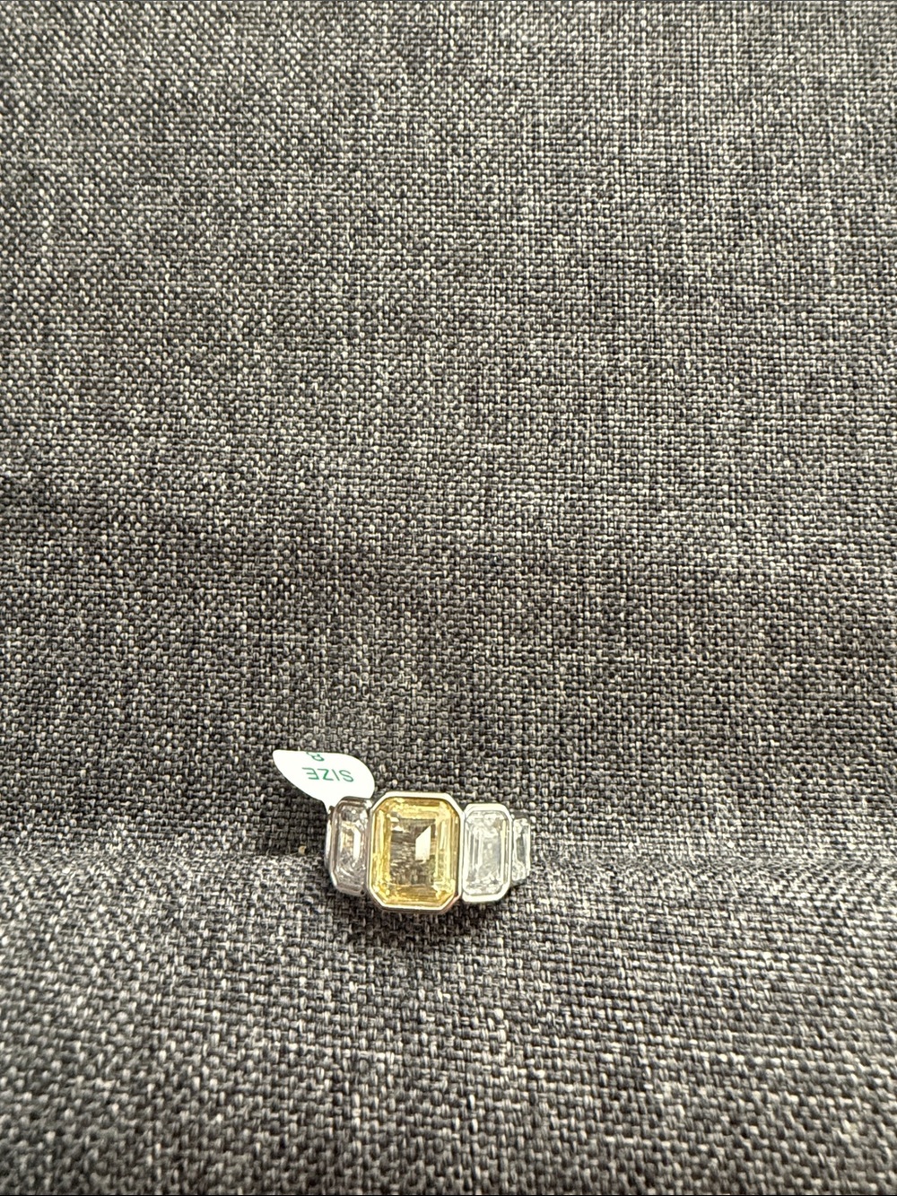 Bomb party OG Yellow Center Stone Three-Stone Cocktail Ring - Women Jewelry